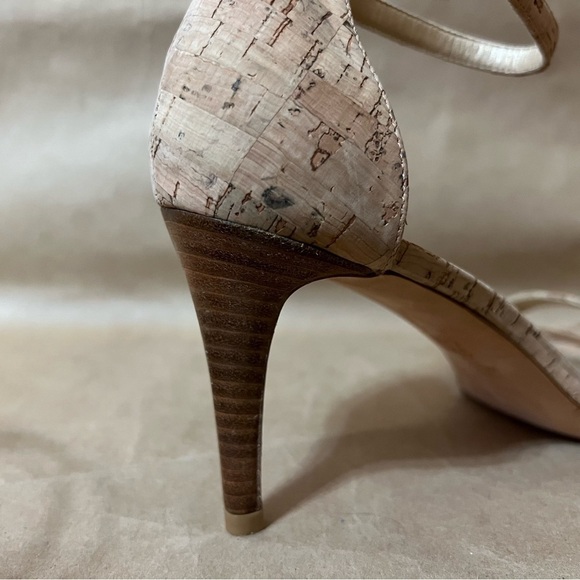 Stuart Weitzman | Nunaked Cork Mid-Heel Strap Sandals Nudist Heels Size 9.5 - Picture 10 of 14